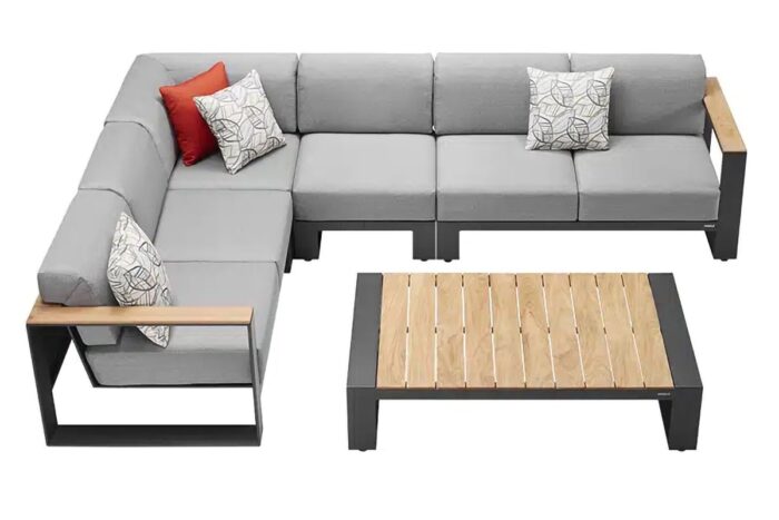 Ensemble salon de jardin d'angle et table basse