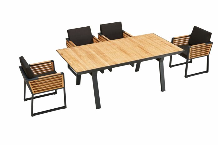 Table et chaises de jardin teck tissu noir New York