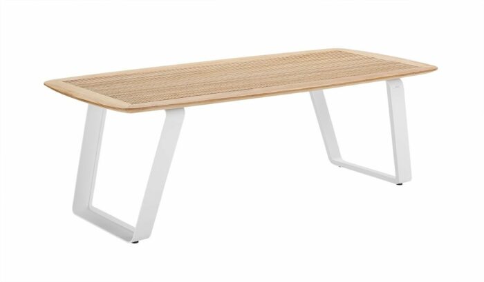 Table de jardin en teck et aluminium blanc Wing