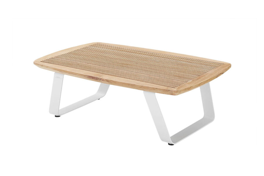 Table basse de jardin bois et aluminium blanc wing