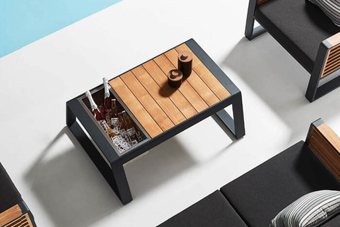 Table basse d'extérieur bois alu noir New york