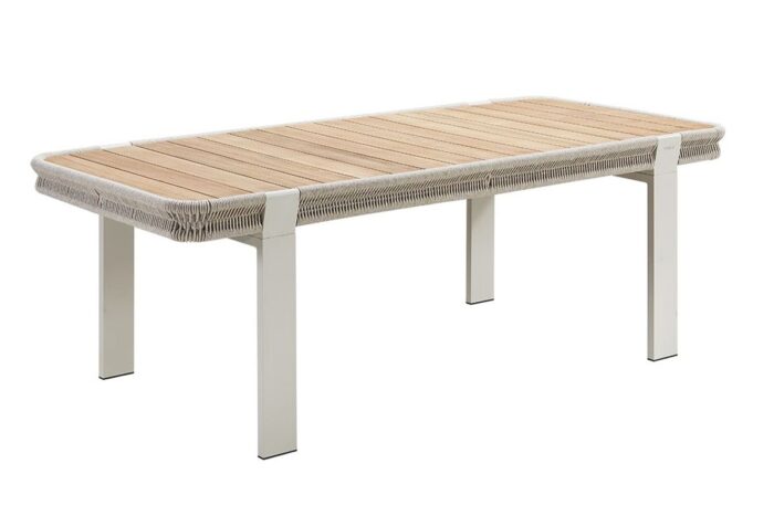 Table de jardin en polyrotin et teck naturel Borromeo