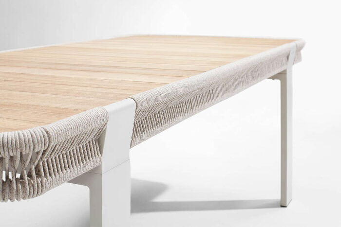 zoom détail tissage rotin table Borromeo
