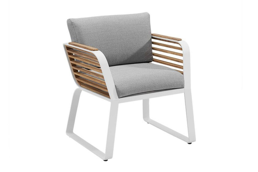 Chaise de jardin aluminium blanc et teck Wing