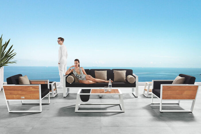 ensemble salon de jardin bas aluminium 5 places YORK