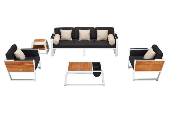 Set salon de jardin noir et blanc York