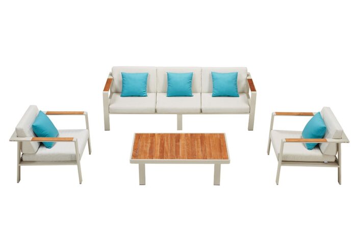 Salon de jardin blanc design Haut de gamme 5 places NOFI – Image 2
