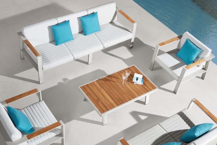 Salon de jardin aluminium blanc Nofi