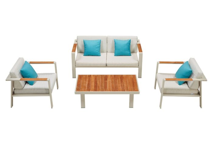 Salon de jardin 4 places aluminium blanc NOFI