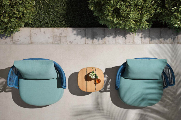 2 fauteuils rond tressée bleu AIO