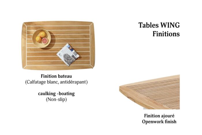 Table basse en teck finition bateau en calfatage blanc WING.