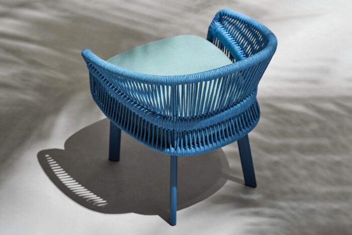 Ensemble table ronde de jardin en corde tressée Bleue AIO – Image 6