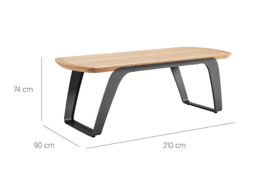 Dimensions table de jardin haut de gamme en teck et aluminium Onda.