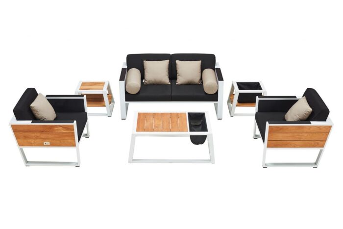 Ensemble salon de jardin aluminium blanc 4 places York