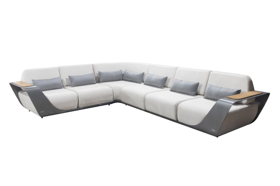 Canapé de jardin d'angle aluminium blanc Onda