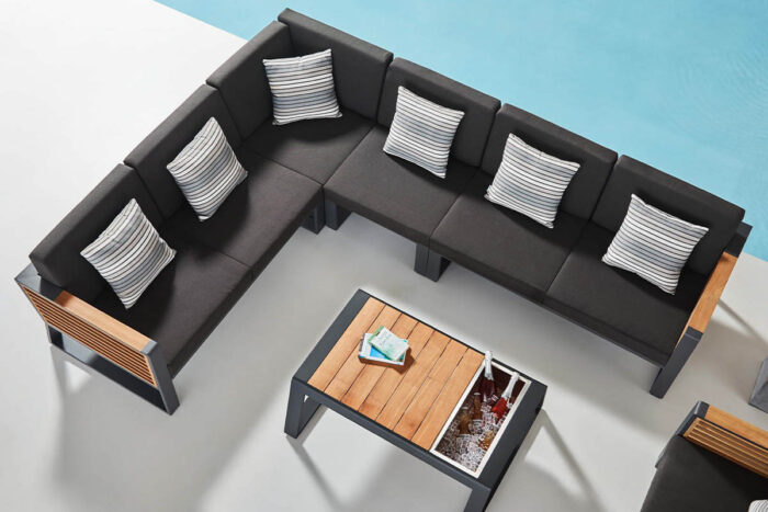 Canapé de jardin d'angle Aluminium noir New-York