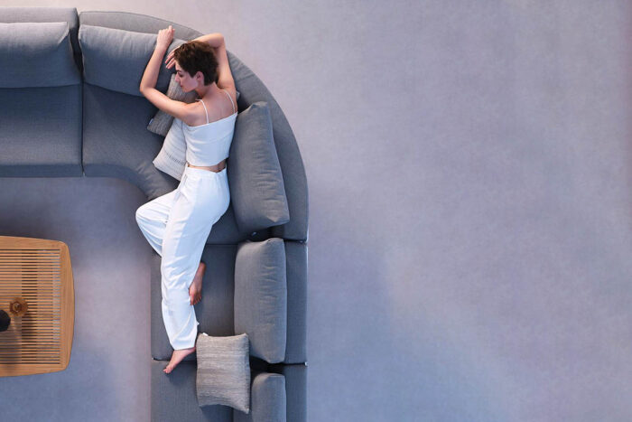Beau salon de jardin d'angle gris Wing