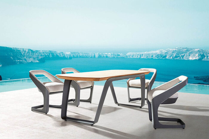 Ensemble repas jardin blanc Onda salon de jardin luxe haut de gamme