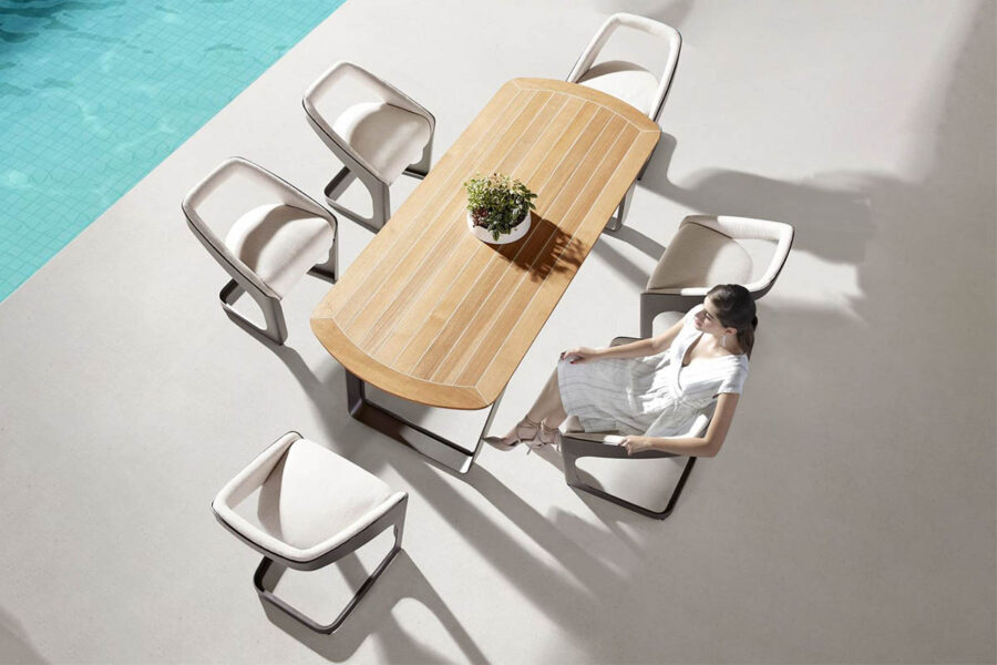 Ensemble table et chaises de jardin haut de gamme blanches ONDA