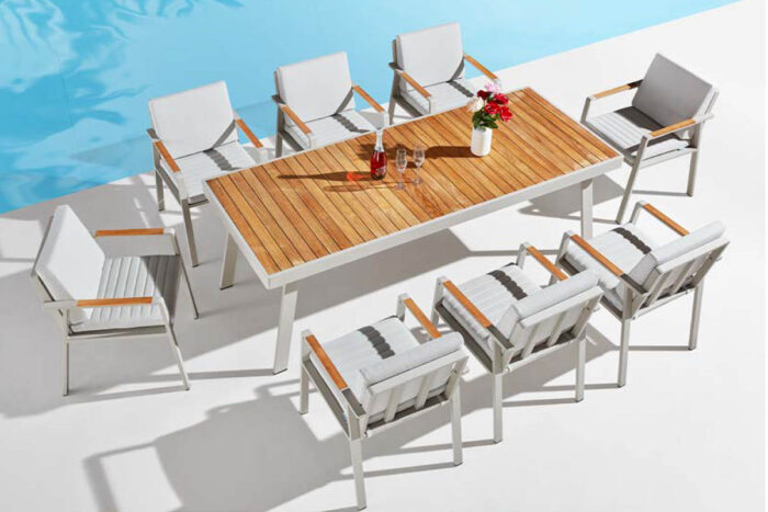 Ensemble table et chaises de jardin 8 personnes haut de gamme NOFI