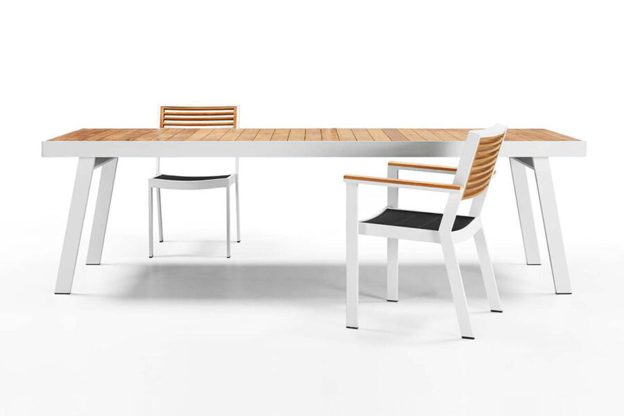 Salon de jardin table et chaises aluminium blanc York