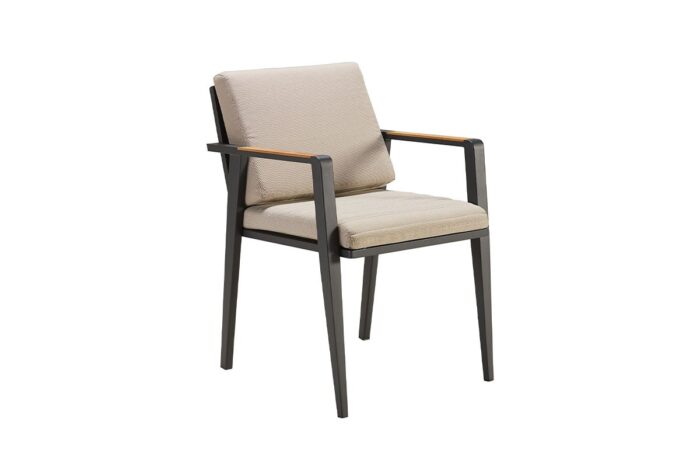 Chaise de jardin Aluminium noir et teck Emoti