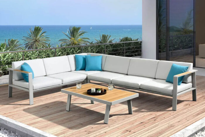Salon de jardin aluminium angle Blanc Nofi