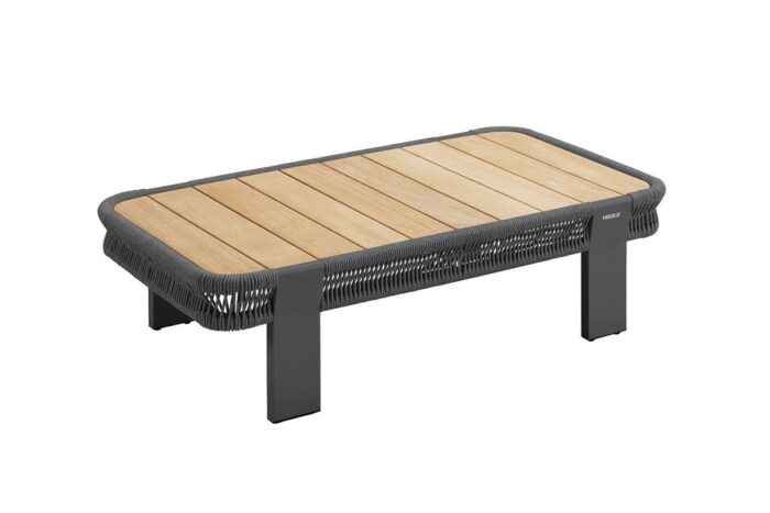 Table basse de jardin résine tressée gris anthracite Borromeo
