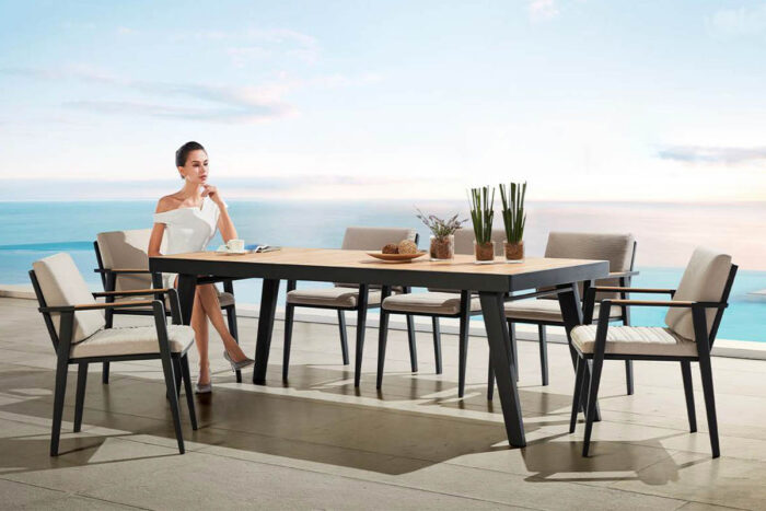 Ensemble jardin table et chaises 6 personnes EMOTI