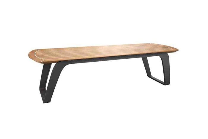 Grande table de jardin teck et aluminium gris Onda.