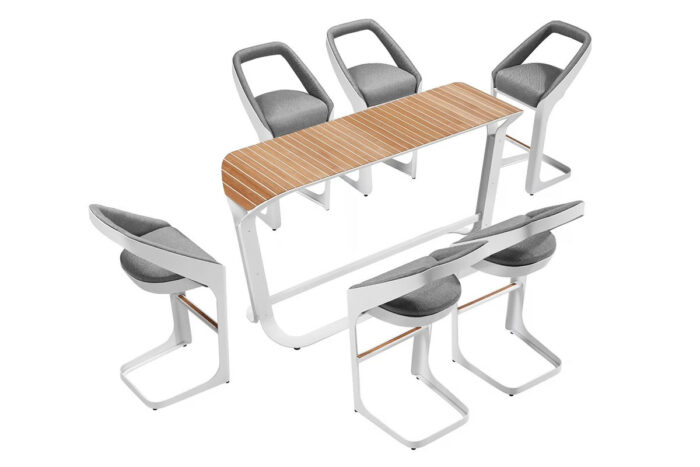 Salon de jardin table haute extérieur 6 personnes ONDA – Image 4
