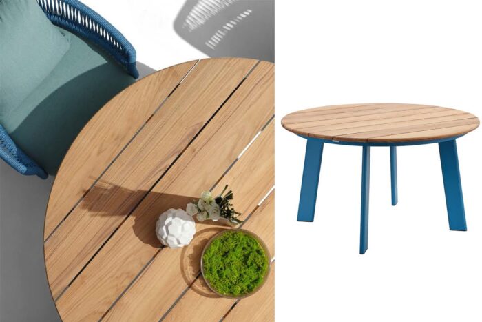 Ensemble table ronde de jardin en corde tressée Bleue AIO – Image 8
