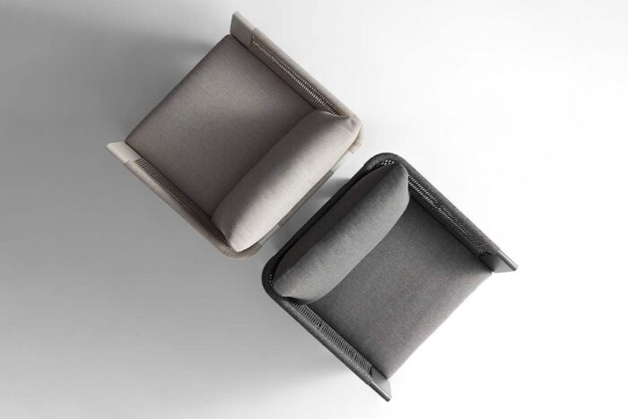 Vue haut fauteuils tressés Borromeo.