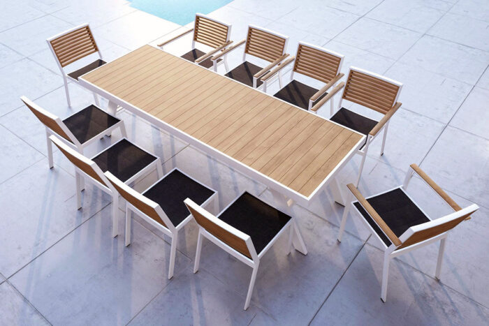 Ensemble chaises et table de jardin 10 personnes YORK