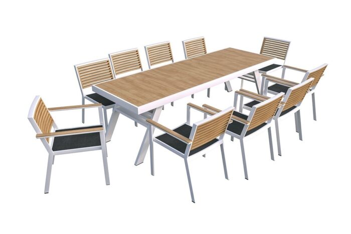 Ensemble chaises et table de jardin 10 personnes YORK – Image 7