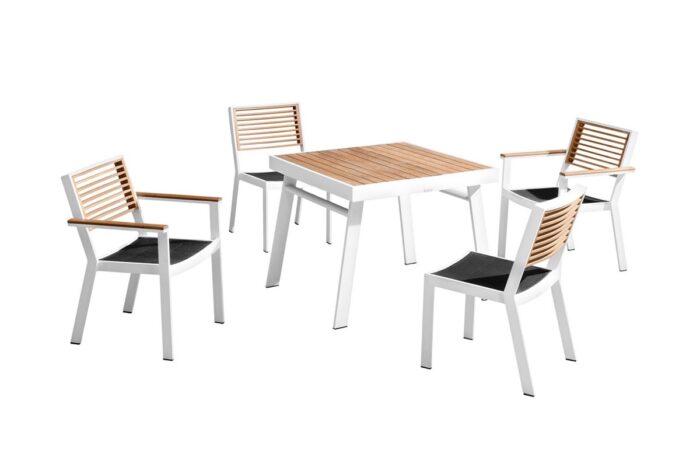 Chaises et table de jardin Haut de gamme 4 places Aluminium YORK – Image 5