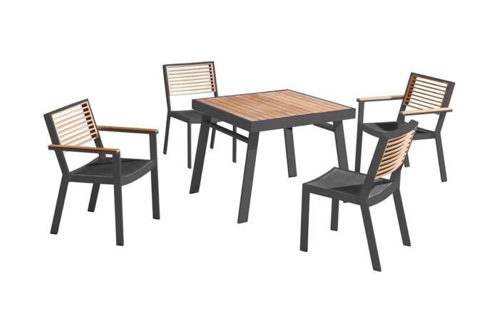 Chaises et table de jardin Haut de gamme 4 places Aluminium YORK – Image 6