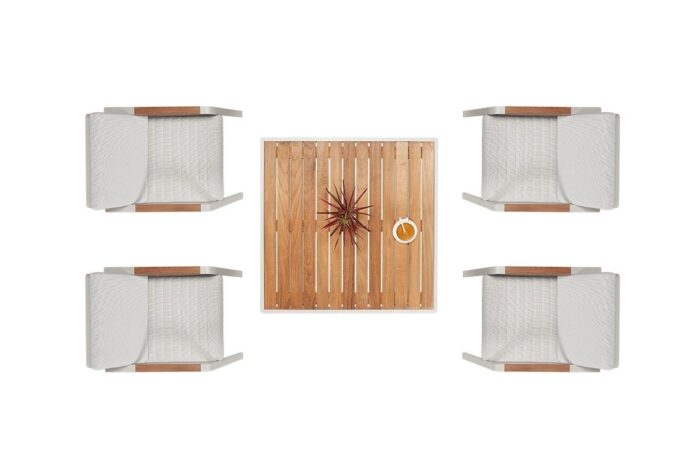 Ensemble table et chaises de jardin blanches 4 places Nofi.