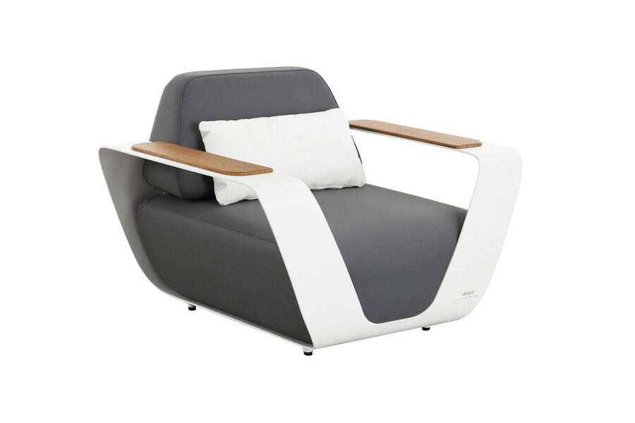 Fauteuil de jardin en vinyle anthracite et aluminium blanc Onda.